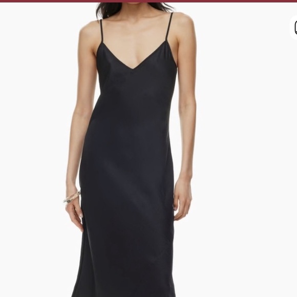 IF BY SEA Black Silky Satin Full Length Slip Dress - Picture 2 of 13